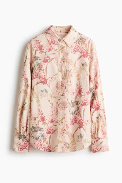 H&m Linen Shirt In Pink