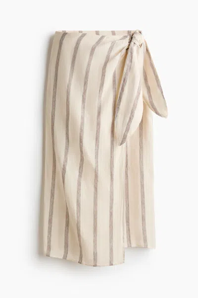 H&m Linen Wrap Skirt In Pink