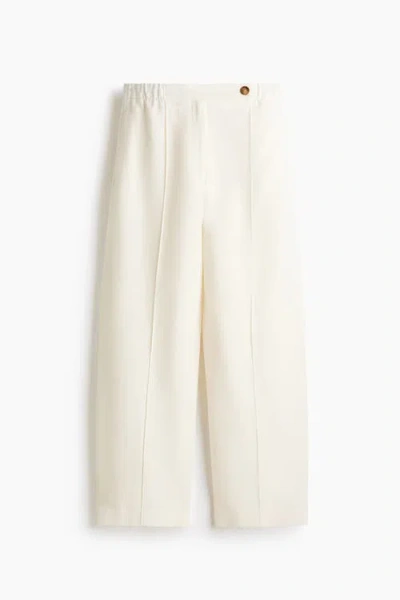 H&m Linen-blend Barrel Trousers In White