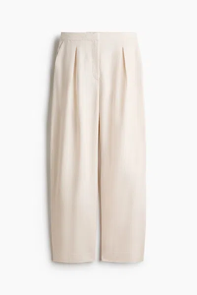 H&m Linen-blend Barrel-leg Pants In Neutral