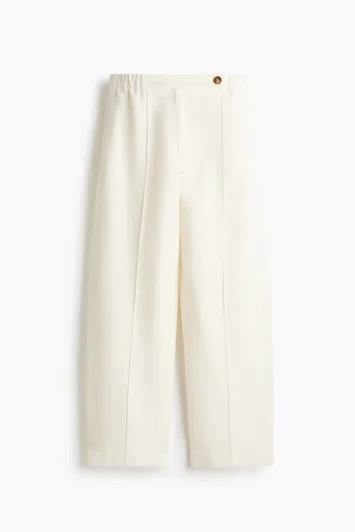 H&m Linen-blend Barrel-leg Pants In Neutral