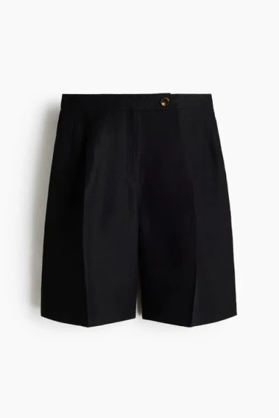 H&m Linen-blend Bermuda Shorts In Black