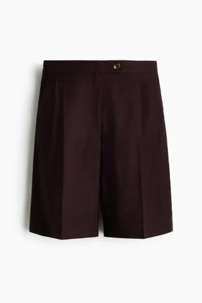 H&m Linen-blend Bermuda Shorts In Brown