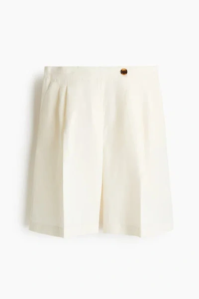 H&m Linen-blend Bermuda Shorts In White