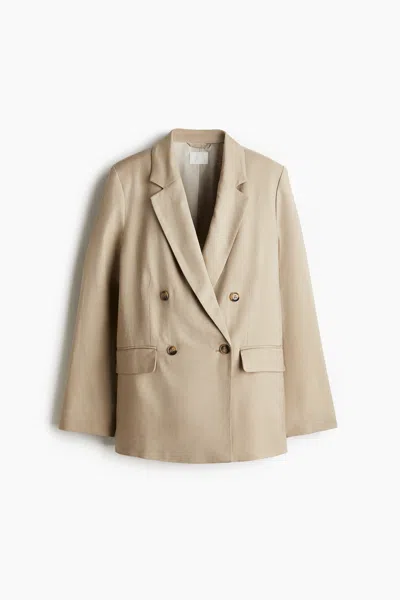 H&m Linen-blend Blazer In Neutral