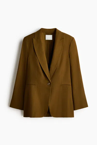 H&m Linen-blend Blazer In Green