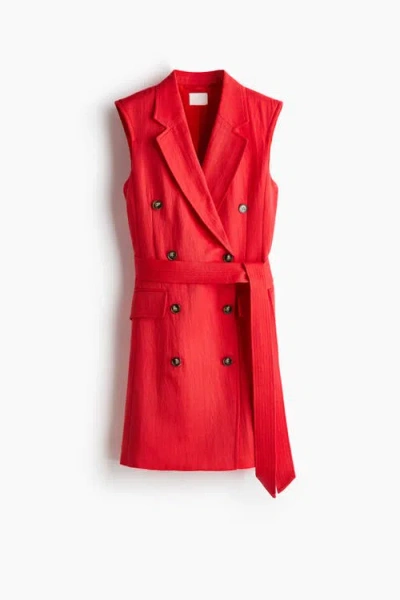 H&m Linen-blend Blazer Dress In Red