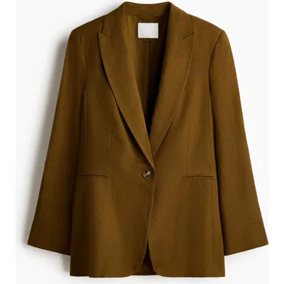 H&m Linen-blend Blazer In Green
