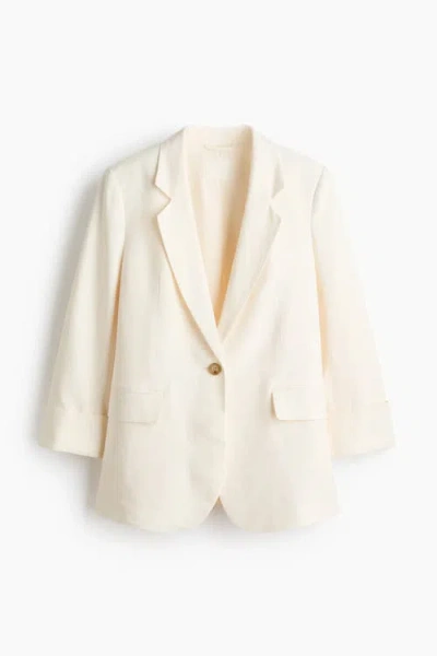 H&m Linen-blend Blazer In Neutral