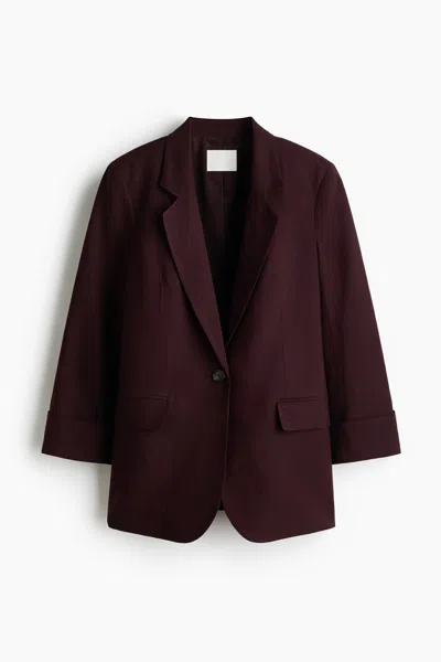 H&m Linen-blend Blazer In Purple