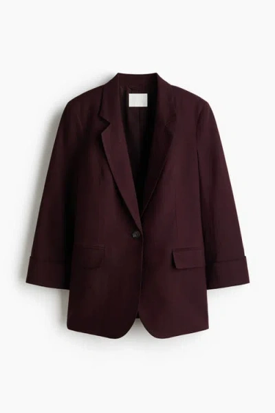 H&m Linen-blend Blazer In Gray