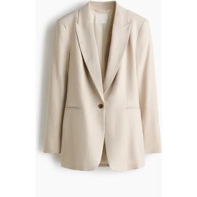 H&m Linen-blend Blazer In Neutral
