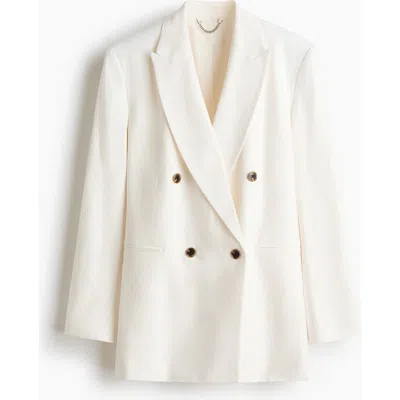 H&m Linen-blend Blazer In White