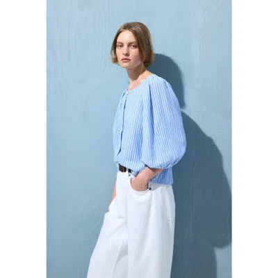 H&m Linen-blend Blouse In Blue
