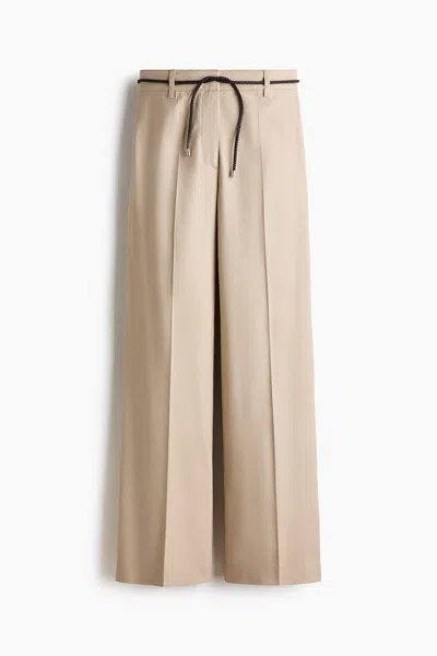 H&m Linen-blend Bootcut Pants In Gold