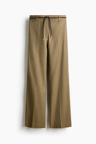 H&m Linen-blend Bootcut Pants In Brown