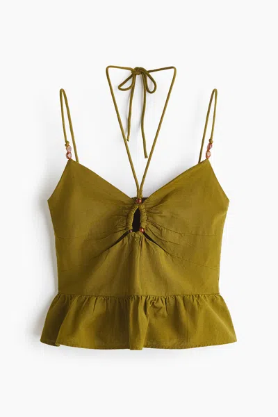 H&m Linen-blend Camisole Top In Gold
