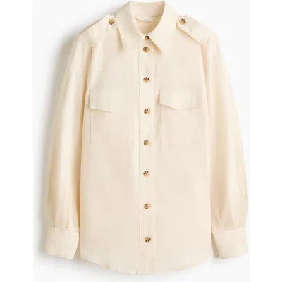 H&m Linen-blend Cargo Shirt In Neutral