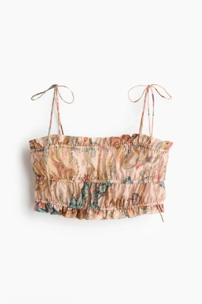 H&m Linen-blend Crop Top In Multi