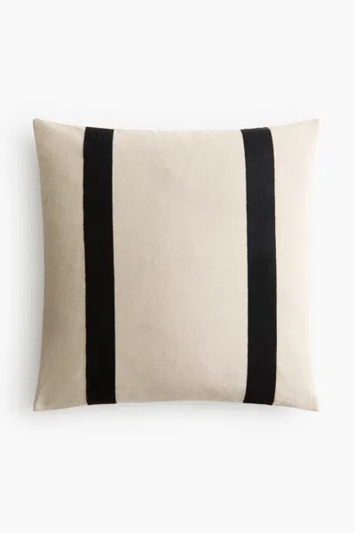 H&m Linen-blend Cushion Cover In Light Beige/black