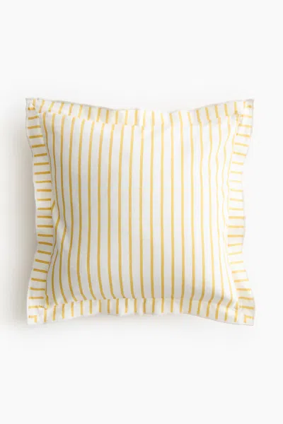H&m Linen-blend Cushion Cover In White/yellow Striped