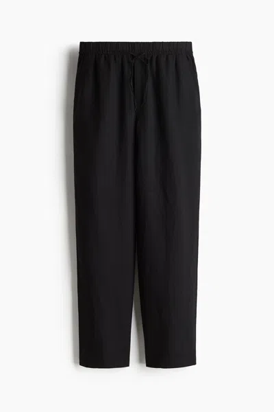 H&m Linen-blend Drawstring Pants In Black