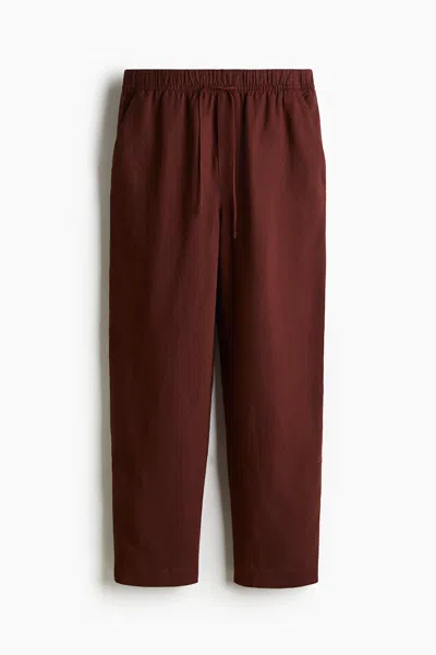 H&m Linen-blend Drawstring Pants In Brown
