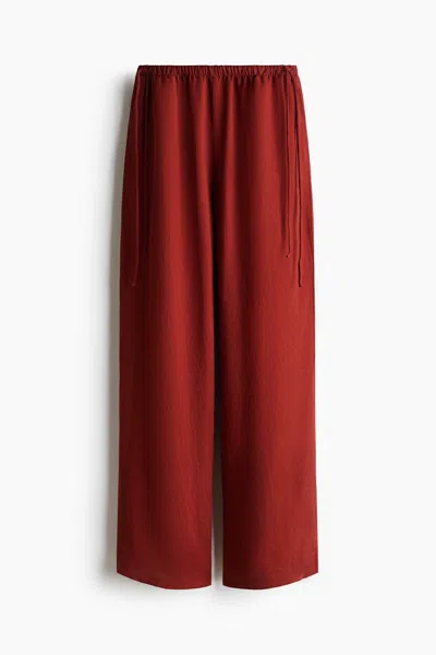 H&m Linen-blend Drawstring Pants In Red
