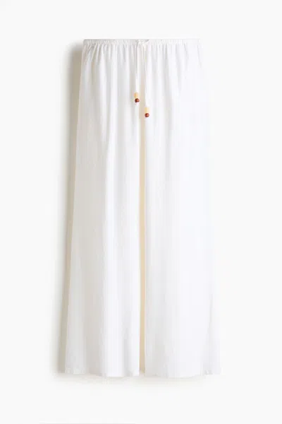 H&m Linen-blend Drawstring Pants In White