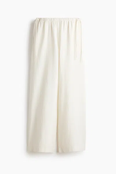 H&m Linen-blend Drawstring Pants In White