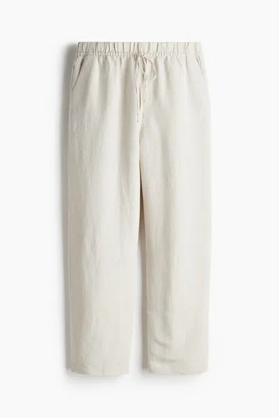 H&m Linen-blend Drawstring Pants In White