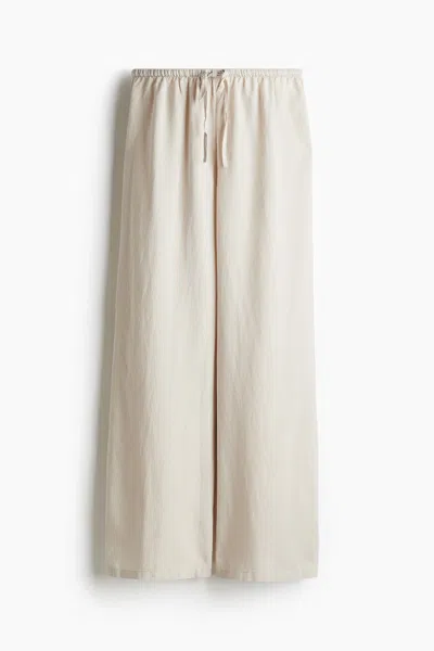 H&m Linen-blend Drawstring Pants In Neutral
