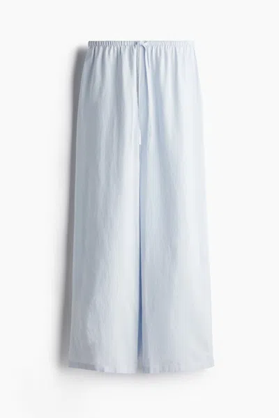 H&m Linen-blend Drawstring Pants In Blue