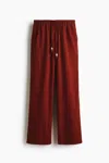 H&m Linen-blend Drawstring Pants In Rust Red
