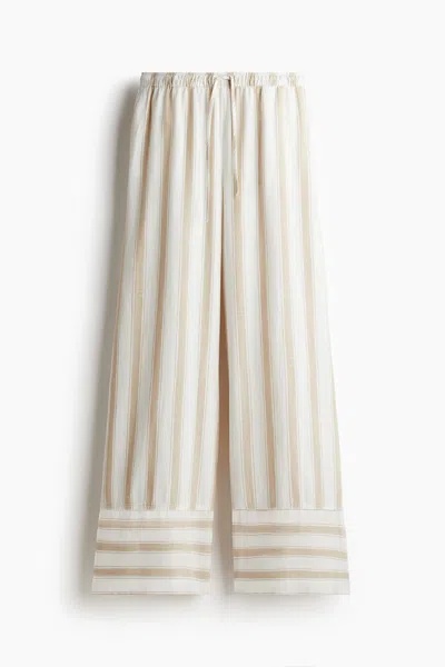 H&m Linen-blend Drawstring Pants In Neutral