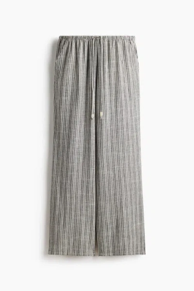 H&m Linen-blend Drawstring Trousers In Gray