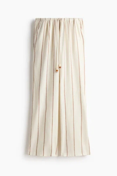 H&m Linen-blend Drawstring Trousers In Neutral