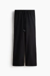H&m Linen-blend Drawstring Trousers In Black
