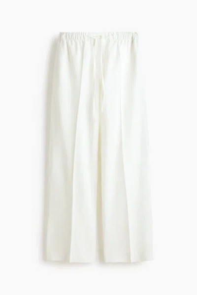 H&m Linen-blend Drawstring Trousers In White