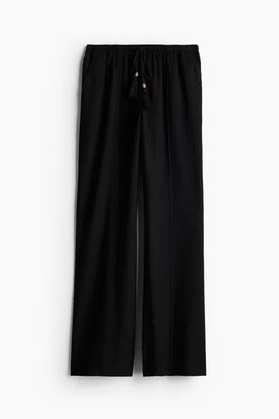 H&m Linen-blend Pants In Black