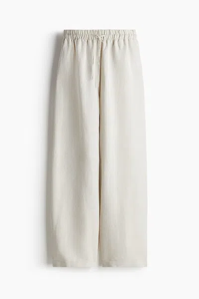 H&m Linen-blend Pants In Light Beige