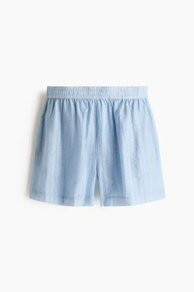 H&m Linen-blend Pull-on Shorts In Blue