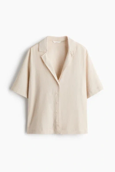 H&m Linen-blend Resort Shirt In Pink