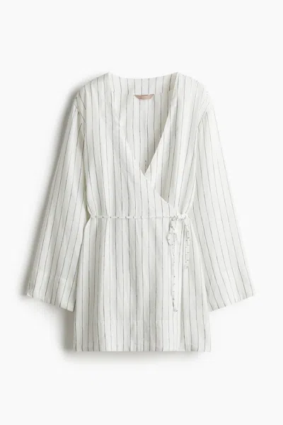 H&m Linen-blend Robe In White