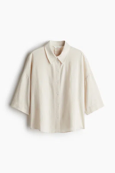 H&m Linen-blend Shirt In White