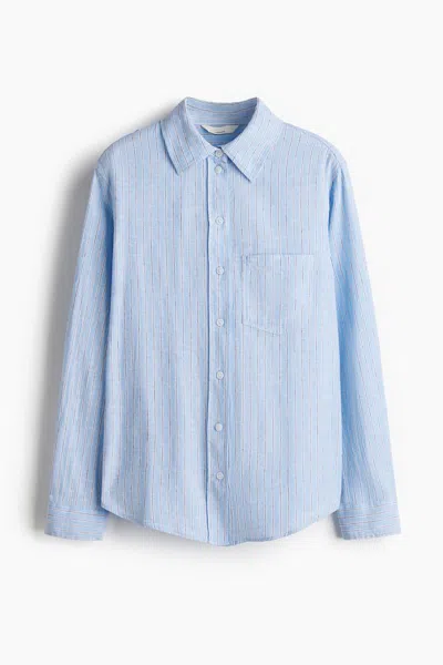 H&m Linen-blend Shirt In Blue