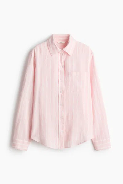 H&m Linen-blend Shirt In Pink