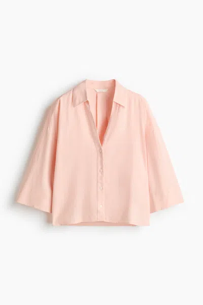 H&m Linen-blend Shirt In Pink