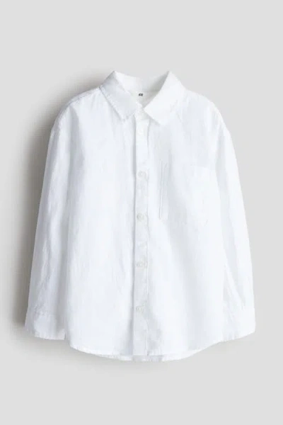 H&m Kids'  Linen-blend Shirt In White
