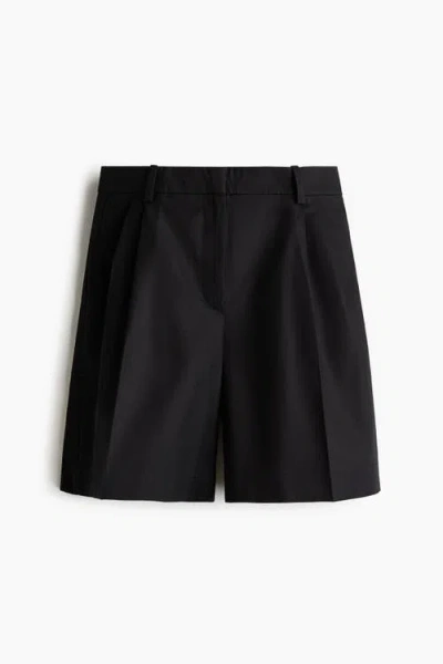 H&m Linen-blend Tailored Shorts In Black